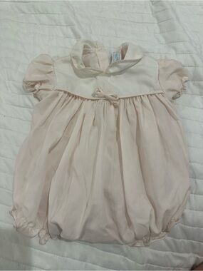 Pastels Pale Pink Infant Bubble Romper with White Yoke